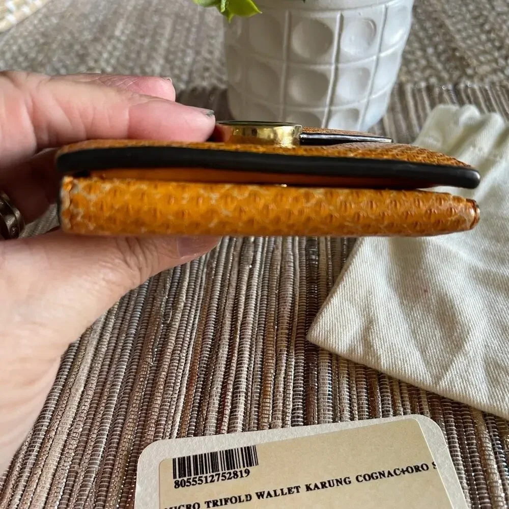 Fendi micro tri-fold Wallet karung snakeskin cognac w/dustbag *RARE